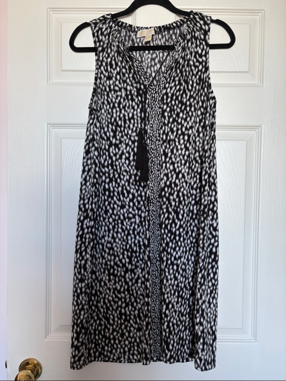 Michael Kors Black and White Printed Sleeveless Mini Dress